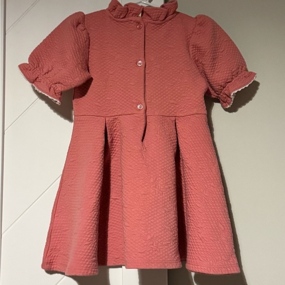 Janie and Jack Pink Quilted Jacquard Ruffle Dress Size 3 - Picture 7 of 7